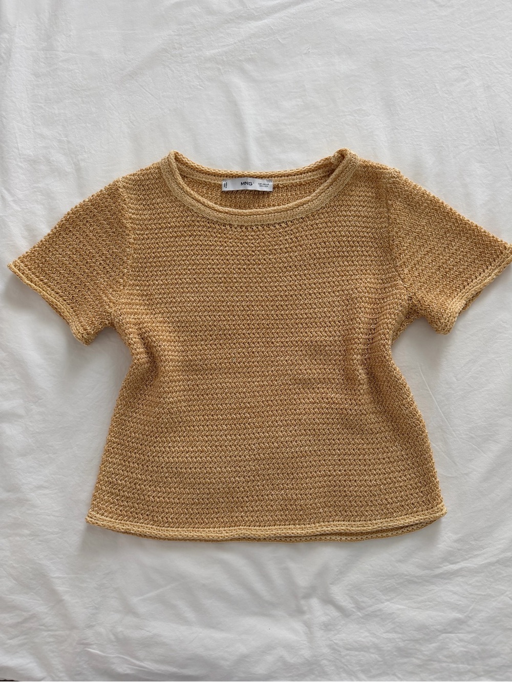 Mango Crochet Knit Short Sleeve Top